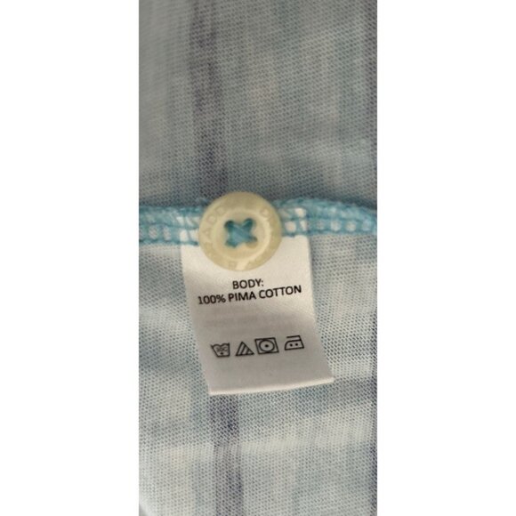 B DRADDY 100% PIMA Cotton Polo Shirt Pocket Embroidered Logo White Blue Pinstrip - Picture 6 of 10